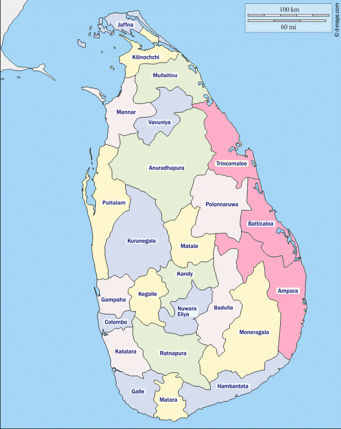 Figure 2 - Map of Eastern Province in Sri Lanka